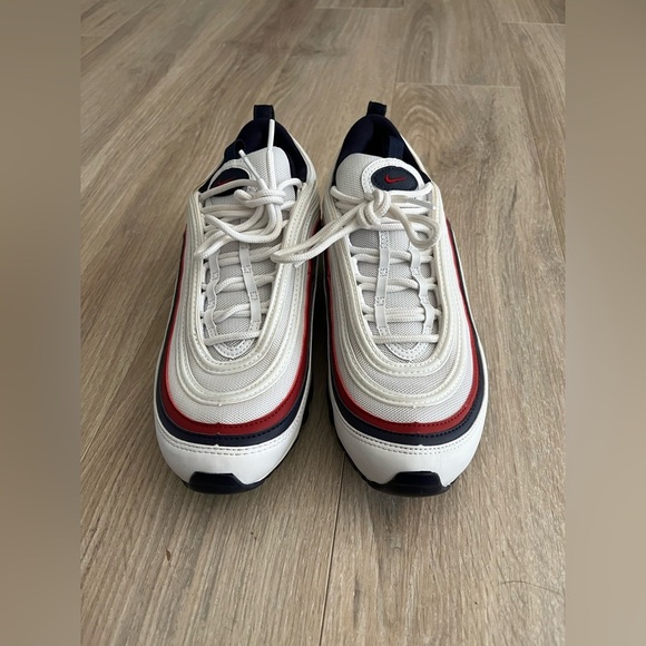 Nike Air Max 97 White Red Blue Sneakers - Picture 2 of 14